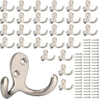 IBosins 28 Pack Heavy Duty Double Prong Coat Hooks Wall Mounted by IBosins