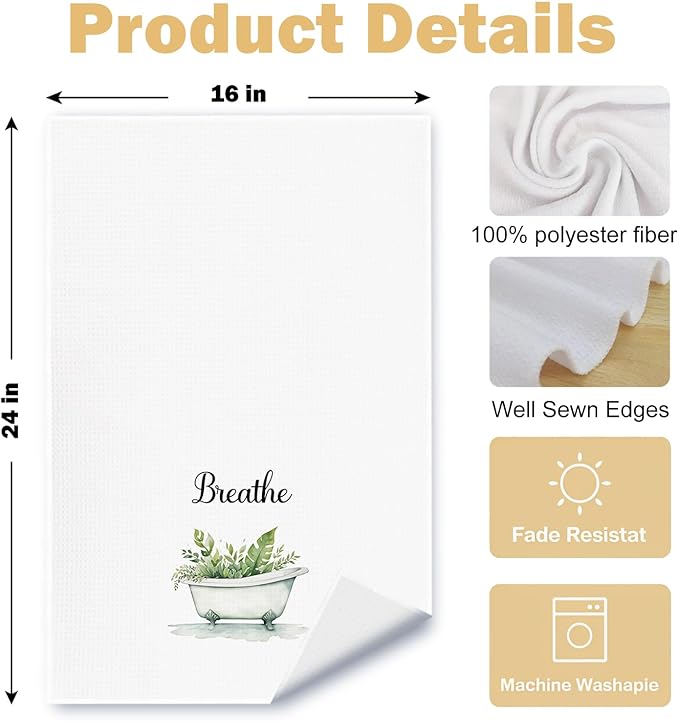 Boho Farmhouse Bathroom Hand Towels Set of 4, Relax Breathe Soak Unwind - Image 6