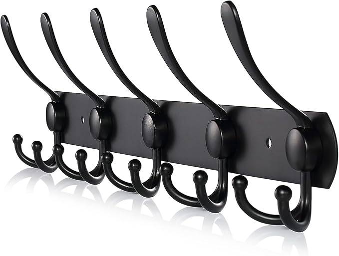 Coat Rack Wall Mounted, 5 Tri Stainless Steel Coat Hook by YUNISS