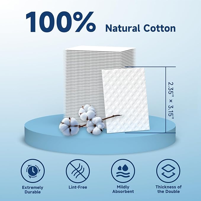 Cotton Pads, 100% Pure Cotton and Lint Free, Natural - Image 2