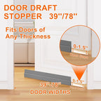 Door Draft Stopper for Bottom of Door, Adjustable Weather Stripping Door Seal - Image 4