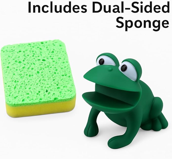 Animal Shape Novelty Kitchen Sponge Holder and Sponge Choice of Frog or Duck - Image 6
