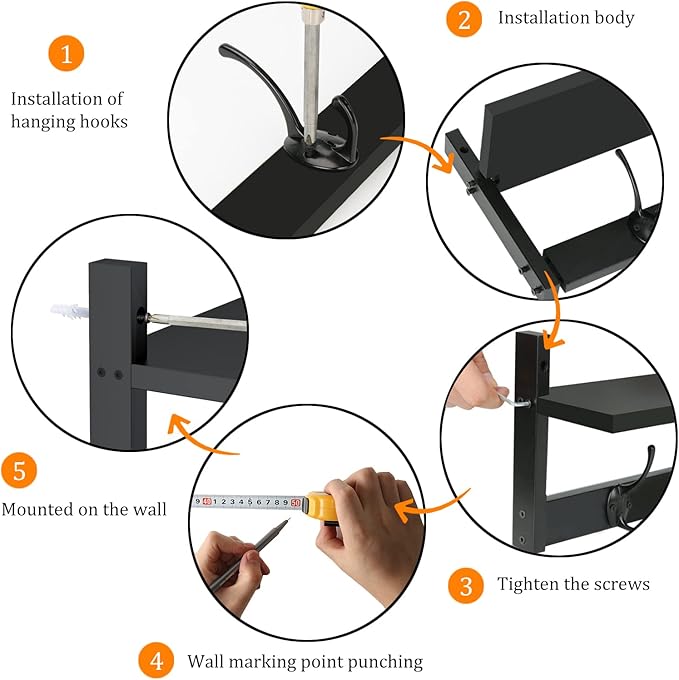 BAMEOS Wall-Mounted Shelf with Hooks - Image 7