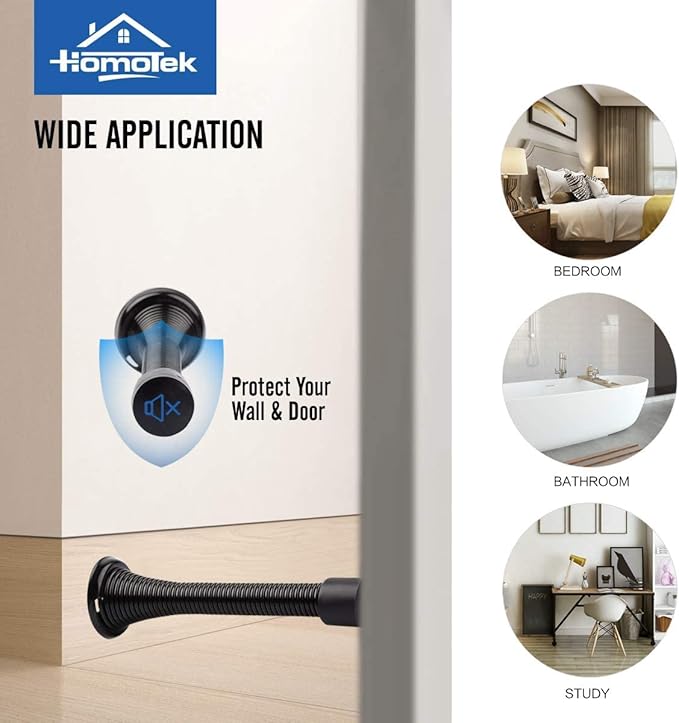 HOMOTEK 40 Pack Black Spring Door Stops, 3-1/8" Heavy Duty Door Stop - Image 3