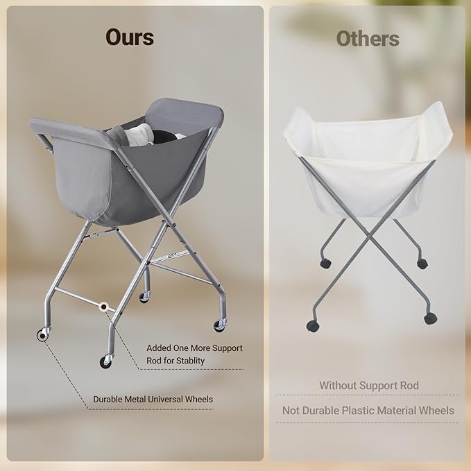 ELYKEN Laundry Cart with Wheels, 32”H Easy Rolling Laundry Hamper with - Image 6