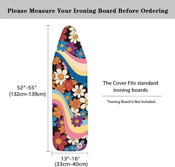 Daisy Stripe Printed Ironing Board Cover, Lightweight Breathable Ironing Board - Image 5
