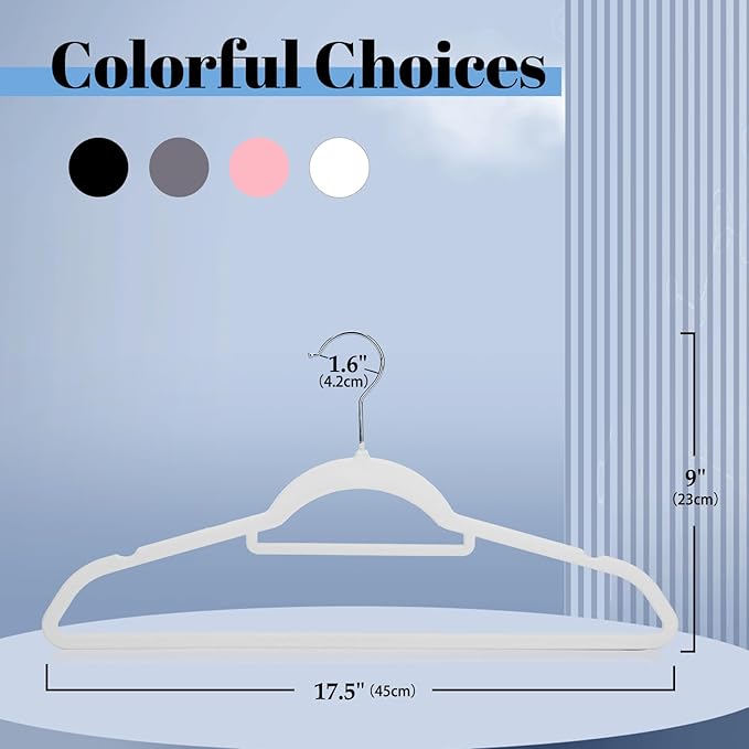Smartor White Velvet Hangers 60 Pack, Space Saving Clothes Hangers - Image 8