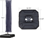 PURPLE LEAF 9'×9' Patio Umbrella with Base Outdoor Cantilever Umbrella with Cover Aluminum Square Offset Umbrella with 360-degree Rotation for Deck Pool Garden Navy Blue - Image 3