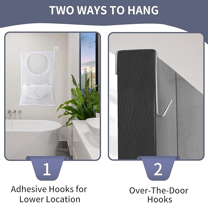 Hanging Laundry Hamper, Over The Door Laundry Hamper, Mesh Hanging Laundry Bag - Image 4