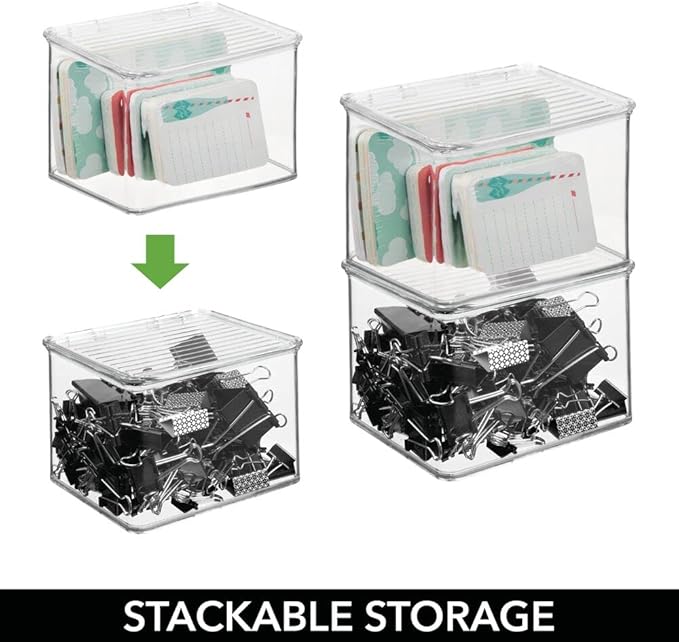 mDesign Small Plastic Home Office Storage Organizer Box Containers - Image 2