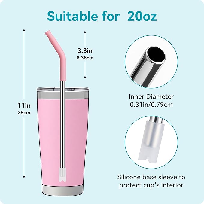 6 Pcs Reusable Metal Straws, Stainless Steel Straws - Image 4