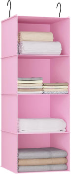 Hanging Closet Organizer, Easy Mount Foldable 4-Shelf Hanging Closet Wardrobe by DonYeco