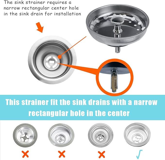 3 Pieces Kitchen Sink Stopper Strainer, 3 in 1 Kitchen Sink Basket Strainer - Image 6