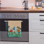 Dragonfly Floral Kitchen Towel Decorative Set of 2 Soft Absorbent Hand Towels - Image 5