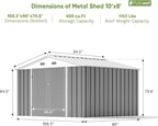 Patiowell 10 x 8 FT Outdoor Storage Shed, Large Garden Tool Metal Shed with Sloping Roof and Double Lockable Door, Outdoor Shed for Backyard Garden Patio Lawn,Grey - Image 4