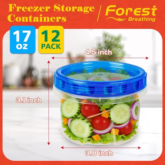 12 Pack 17oz Reusable Freezer Storage Containers - Image 2