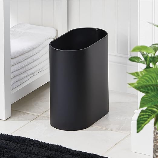 mDesign Slim Pill-Shaped Metal 1.98 Gallon/7 Liter Recycle Trash Can Wastebasket - Image 2
