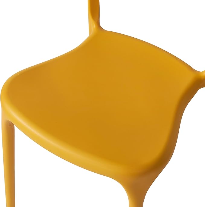 Modern Stackable Dining Chair Set, No Assembly, Plastic Chair, Patio Chair, Suitable for Indoor and Outdoor Cafes and Restaurants, Set of 4 (Mustard Yellow) - Image 6