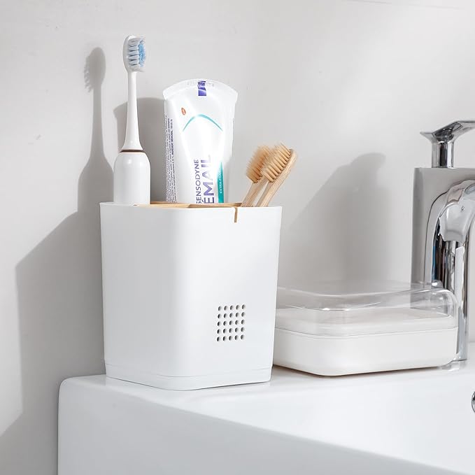 Toothbrush Holders Drainage for Bathrooms, 4 Slots Tooth Brushing Holder - Image 2