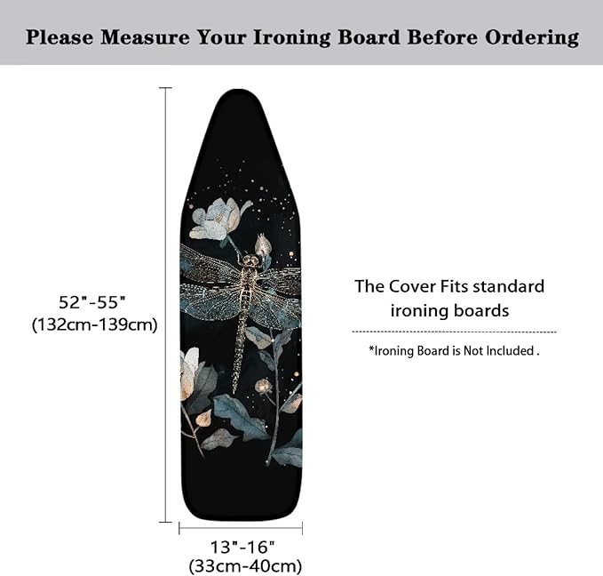 Dragonfly Flower Ironing Board Cover and Padding 15 x 54 Non-Slip Ironing Board - Image 5