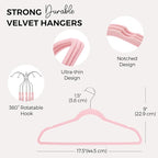 HOUSE DAY Premium Velvet Hangers 50 Pack Pink, Non-Slip Flocked Felt Hangers - Image 7