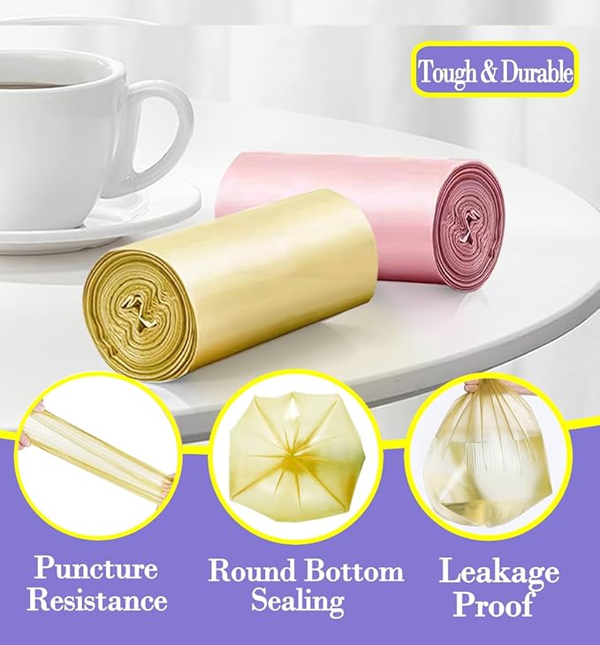 3 Gallon 180pcs Small Multi Trash Bags Strong Pink Grey Gold Garbage Bags - Image 3