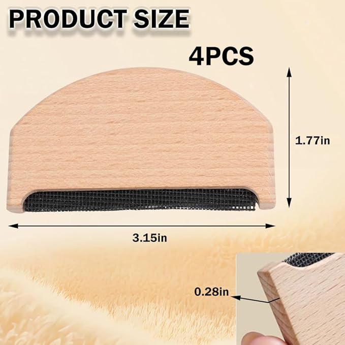 4 Pcs Wooden Sweater Comb Sweater Care Tool Fabric Defuzzer Pilling Shaver - Image 7
