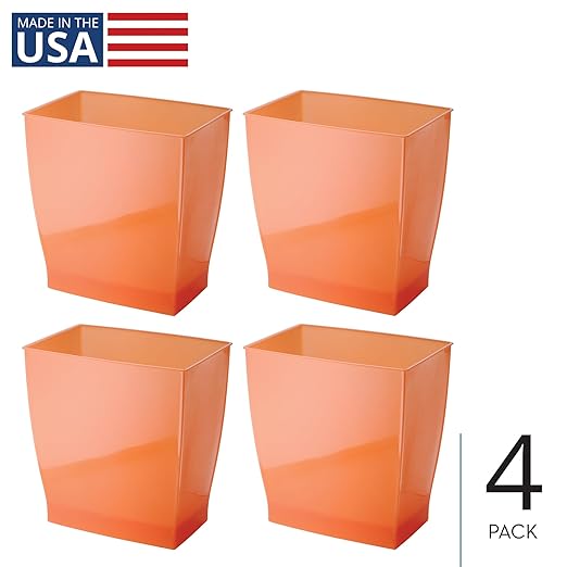 iDesign Small Plastic Bathroom Trash Can, Slim Rectangle Garbage Bin - Image 2