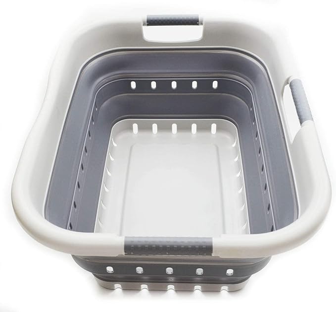 SAMMART 41L Collapsible 3 Handled Plastic Laundry Basket by SAMMART