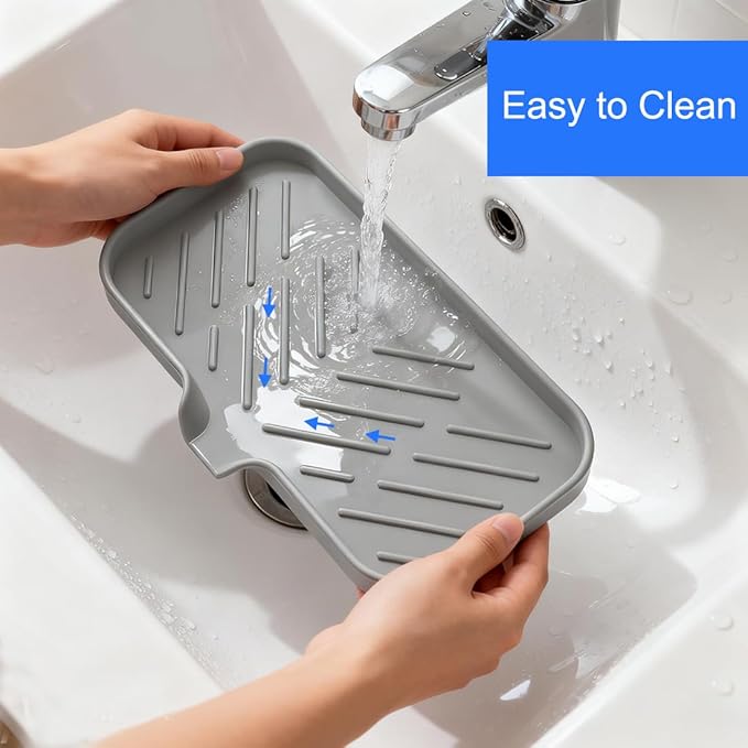 Sponge Holder for Kitchen Sink, Silicone Sponge Dish Tray - Image 5