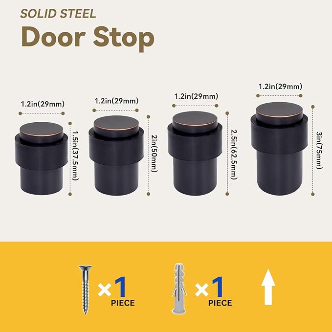 KHTUMEWARE 4 Pack 1-1/2 in Floor Door Stopper, Oil Rubbed Bronze Door Stop - Image 4