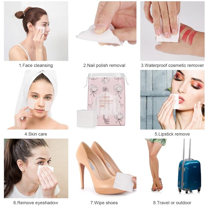 Cotton Pads, Facial Lip & Eye Makeup Remover Pads, 100% Pure Cotton Effective - Image 3