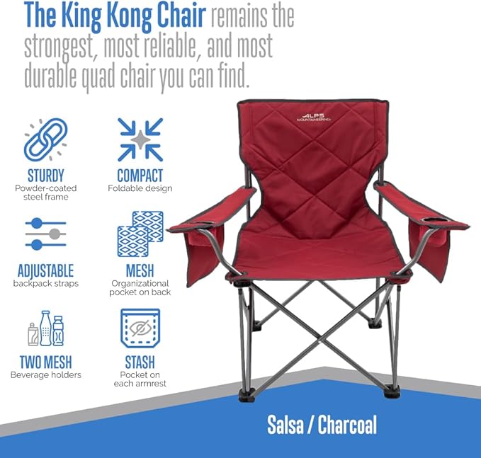 ALPS Mountaineering King Kong Camping Chairs for Adults with Mesh Cup Holders and Pockets, Built Durable and Reliable with Compact Foldable Steel Frame - Image 4