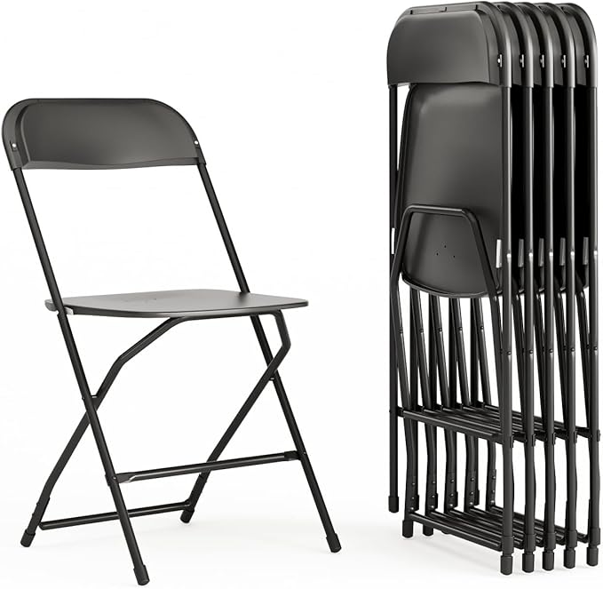 Flash Furniture Hercules Series Plastic Folding Chairs for Parties and Weddings, Stackable Commercial Event Seats with 650-lb. Static Weight Capacity, Set of 6, Black by FlashFurniture
