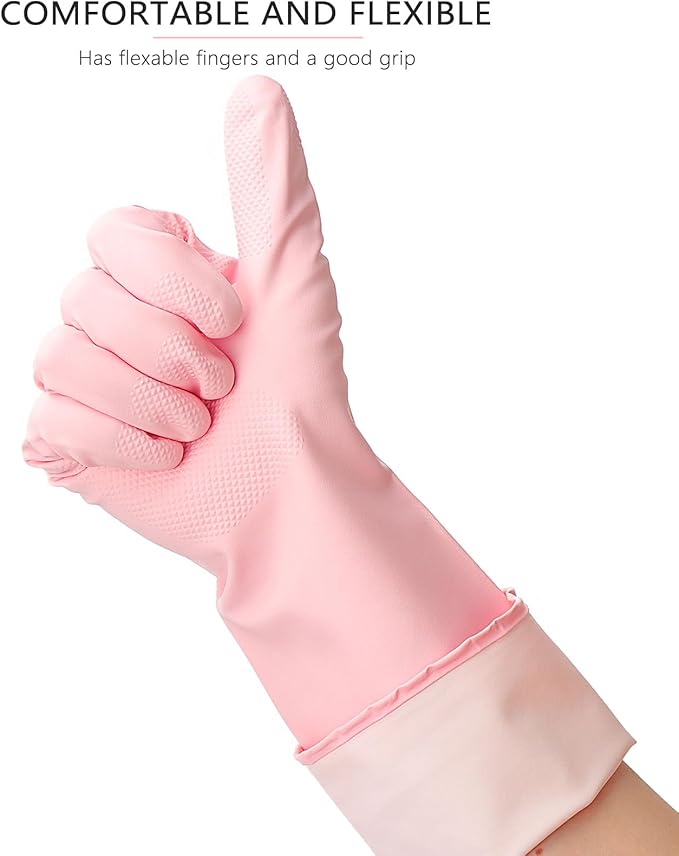 3 Pairs Rubber Cleaning Gloves Latex Free Dishwashing Gloves - Image 3
