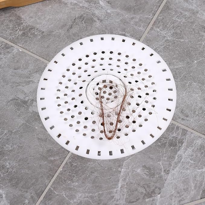 Drain Hair Catcher, Silicone Bathtub Drain Protector 2 Pcs （White Round） - Image 8
