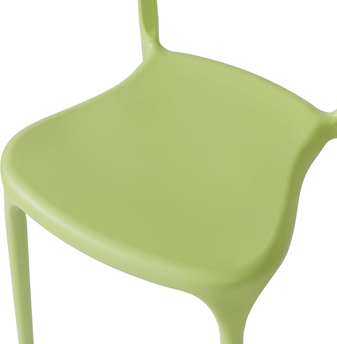 Modern Stackable Dining Chair Set, No Assembly, Plastic Chair, Patio Chair, Suitable for Indoor and Outdoor Cafes and Restaurants, Set of 4 (Pistachio Green) - Image 4