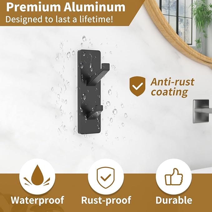 Self Adhesive Coat Hooks for Hanging: Heavy Duty Stainless Wall Hook for Towel - Image 3