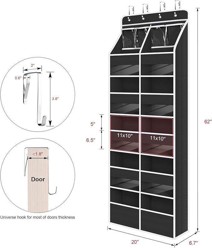 Univivi 6-Shelf Over Door Hanging Organizer Fabric Door Storage - Image 3