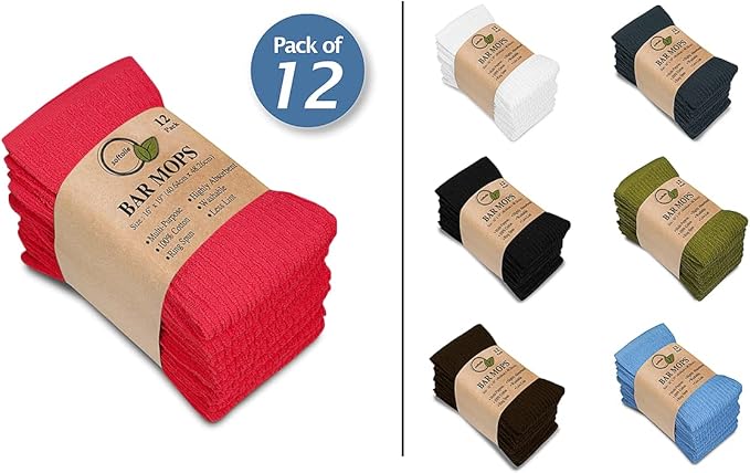 Softolle Bar Mop Towels, 16x19 Inches, 100% Cotton, Kitchen and Bar Cleaning - Image 2