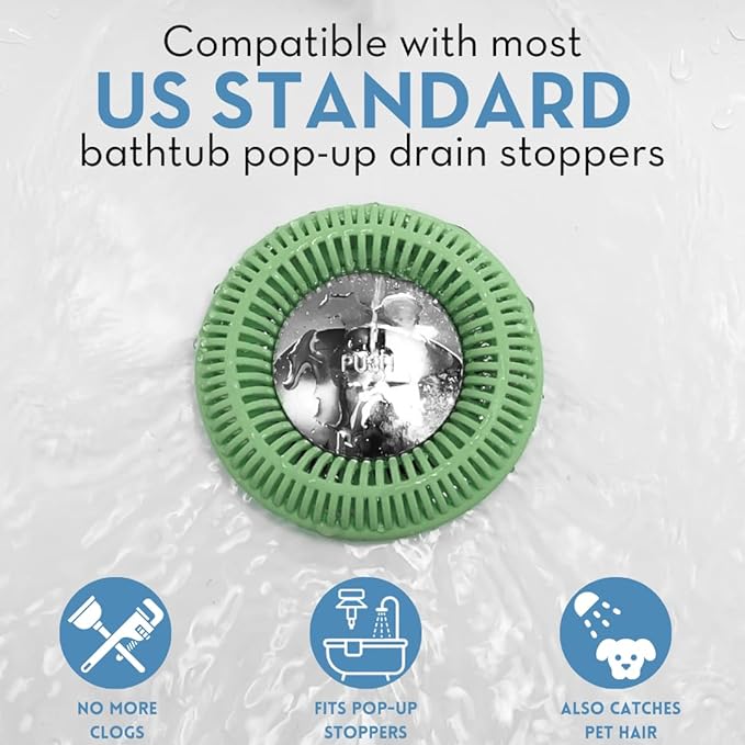 Hair Catcher for Shower Drain & Bathtub – TubRing Pop-Up Drain Protector & - Image 4