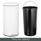 mDesign Tall 30 Liter, Large Round Metal Lidded Step Trash Can, Thin Compact - Image 5