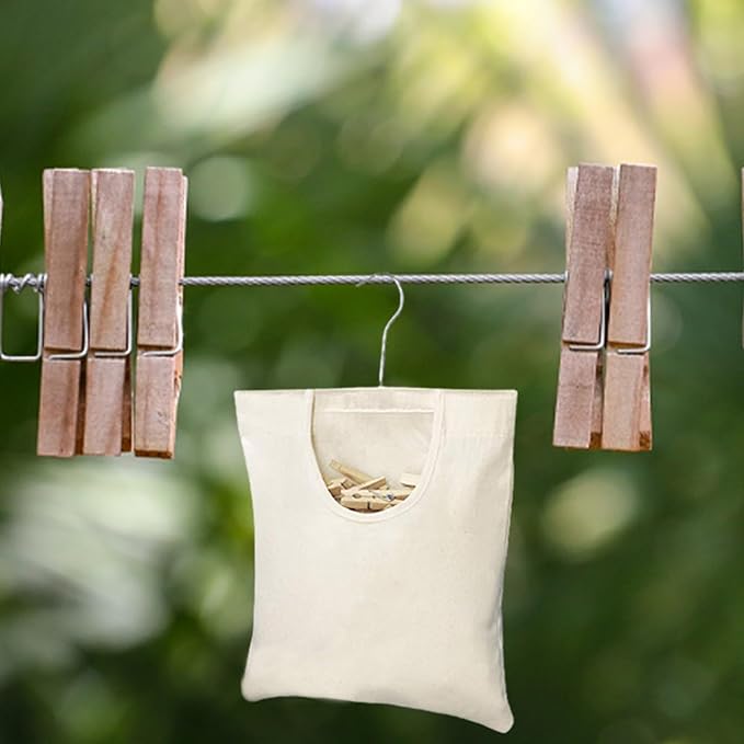 Ragyzity Canvas Clothespin Bag, Zipper Closure, Portable Clothes Pin Hanging Bag - Image 5
