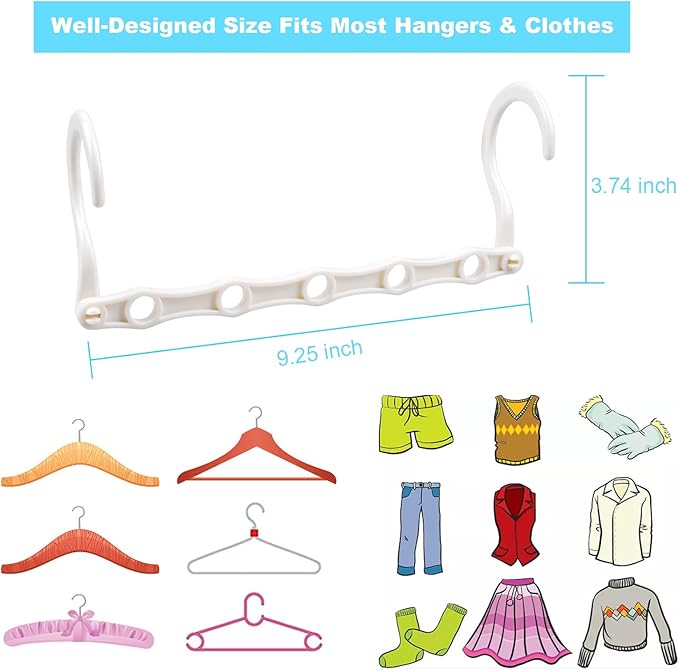 DUCOO 10 PCS Space Saving Hangers, 5-Hole Magic Hangers - Image 4