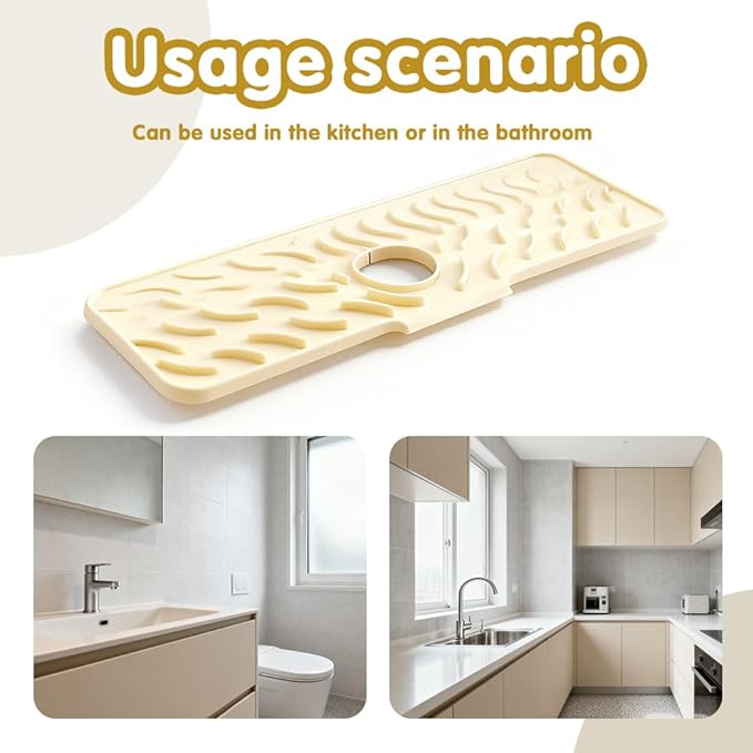 24" x 5.9" Silicone Faucet Mat for Kitchen Sink – Quick‑Drying Stone Splash - Image 8
