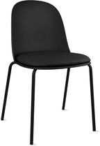 2xhome Modern Stackable Armless Dining Chair | Plastic Shell Seat with Metal Legs | Indoor or Outdoor Use | Home Kitchen Patio (1, Black, Padded Seat) by 2xhome
