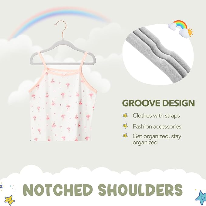 HOUSE DAY Velvet Baby Hangers for Closet, Kids Hangers Velvet 60 Pack, Non Slip - Image 6