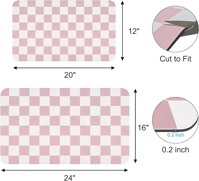 Checkered Dish Drying Mat for Kitchen Counter, Absorbent Non-Slip Coffee Mat - Image 2