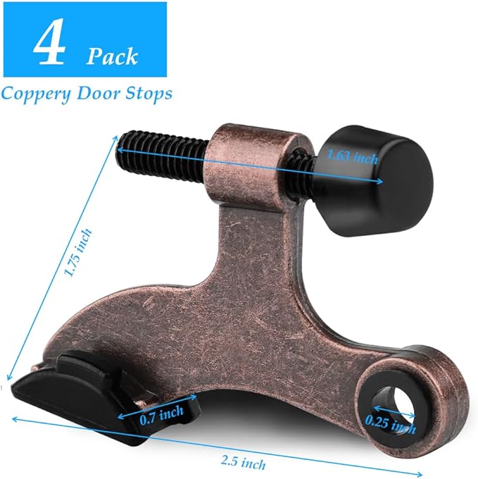 OBTANIM 4 Pack Hinge Pin Door Stopper Heavy Duty Metal Adjustable Door Stops - Image 2