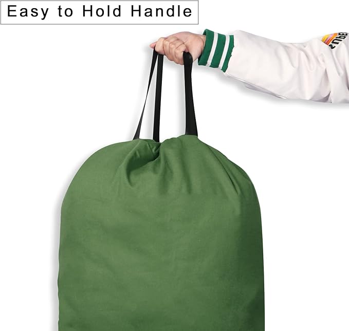 Cotton Canvas Laundry Bag with Handles & Drawstring Straps, Heavy Duty Extra - Image 2